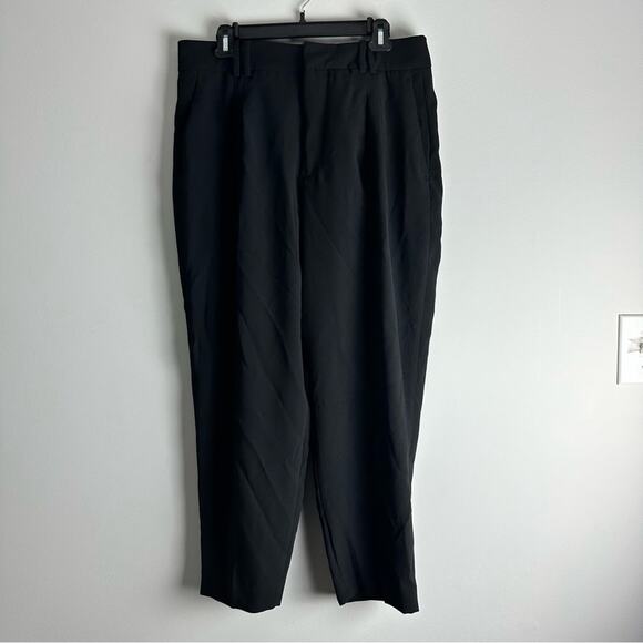Zara High Waist Tapered Leg Trouser Pants Black Pleated Front  XXL - Picture 2 of 10